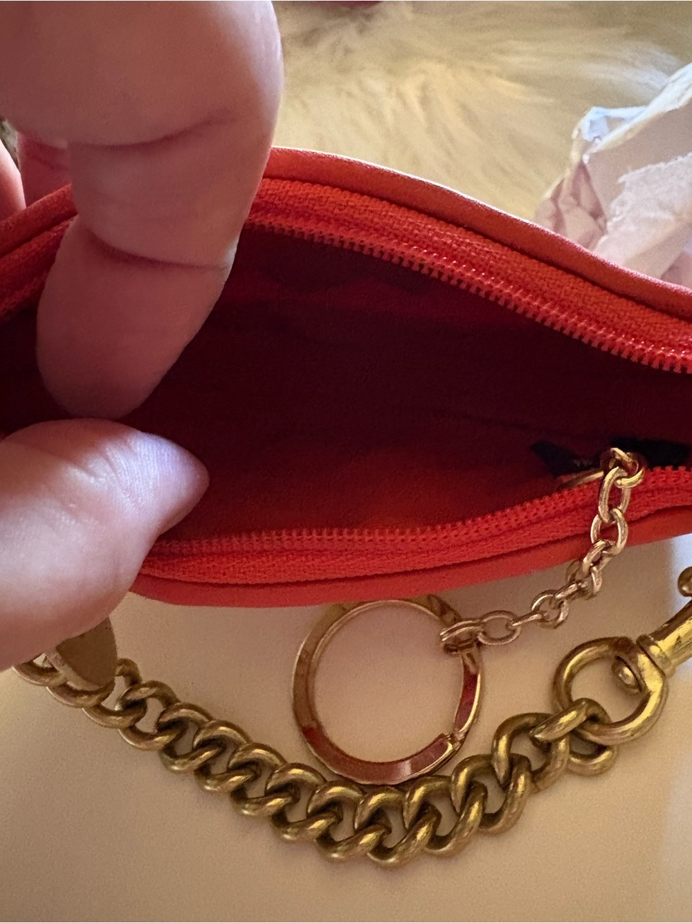 Y2K COACH VINTAGE HALF MOON LEATHER ORANGE FRUIT SLICE FLOWER WRISTLET KEYCHAIN - Picture 8 of 15